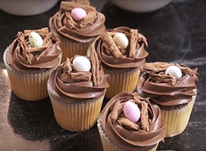 Birds nest chocolate cupcakes