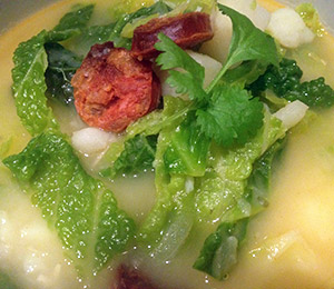 Cabbage chorizo soup