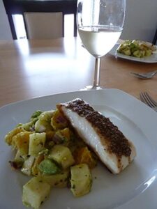 Coriander and cumin crusted halibut