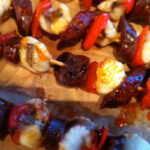 Monkfish chorizo skewers