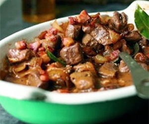 Venison casserole with port and wild mushroom