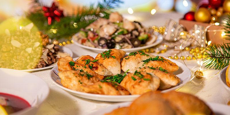 The two types of pierogi traditionally served on Christmas Eve are; filled with sauerkraut, and with dried mushrooms