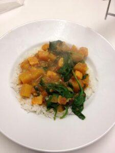 Butternut squash and spinach curry
