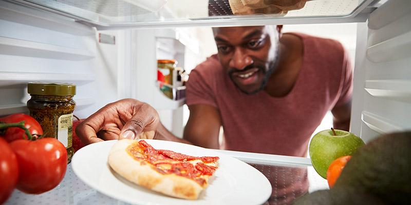 Reheated food in the fridge